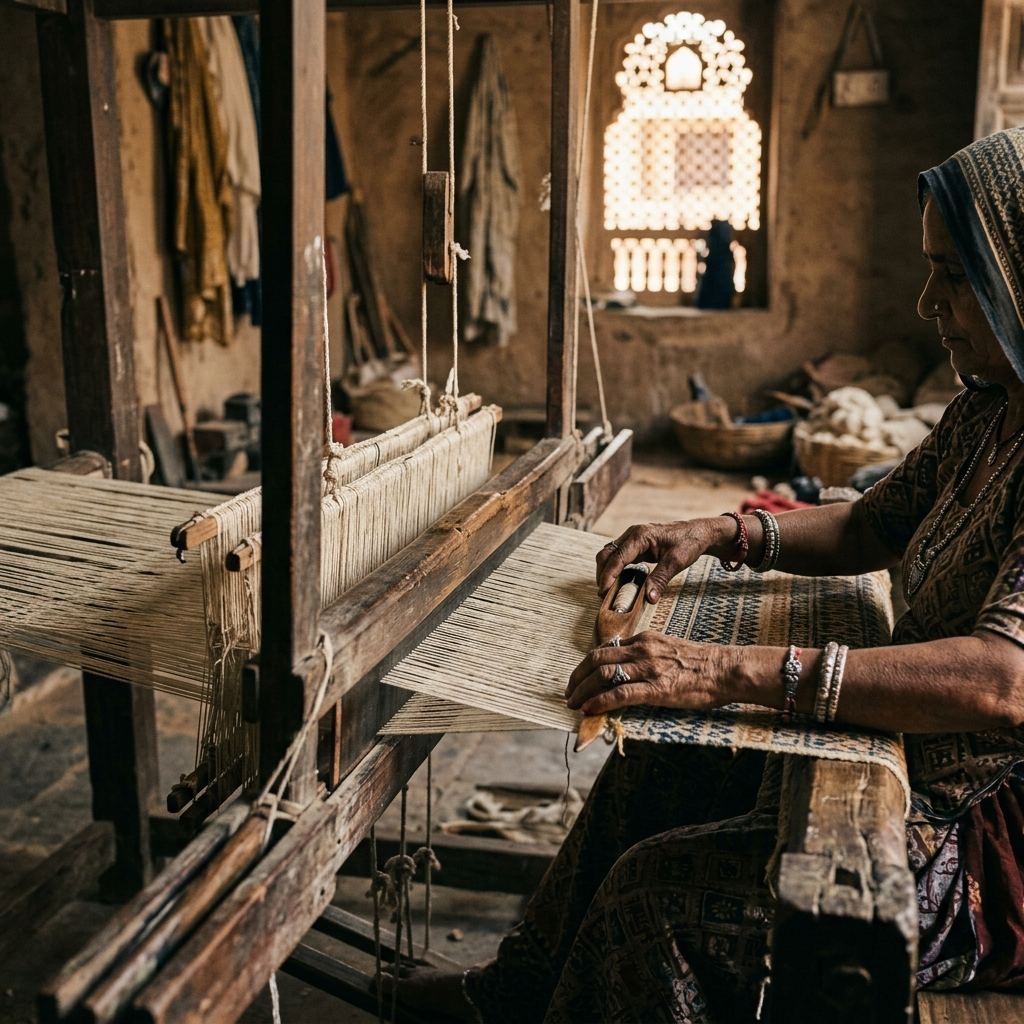 Handwoven cloth in the Studio 1311 workshop